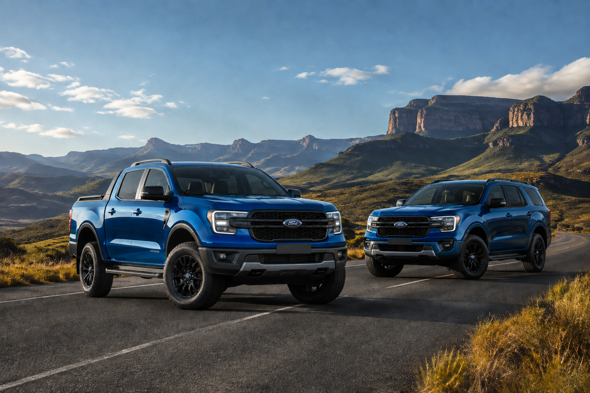 Ford Ranger and Everest vehicles on a South African road