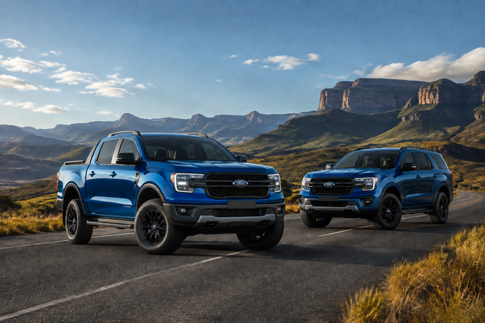 Ford Ranger and Everest vehicles on a South African road