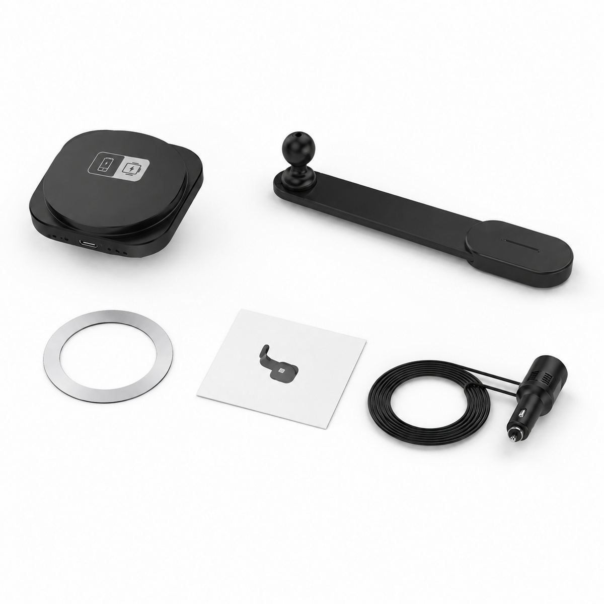 MagSafe dashboard charger box contents on a clean white background