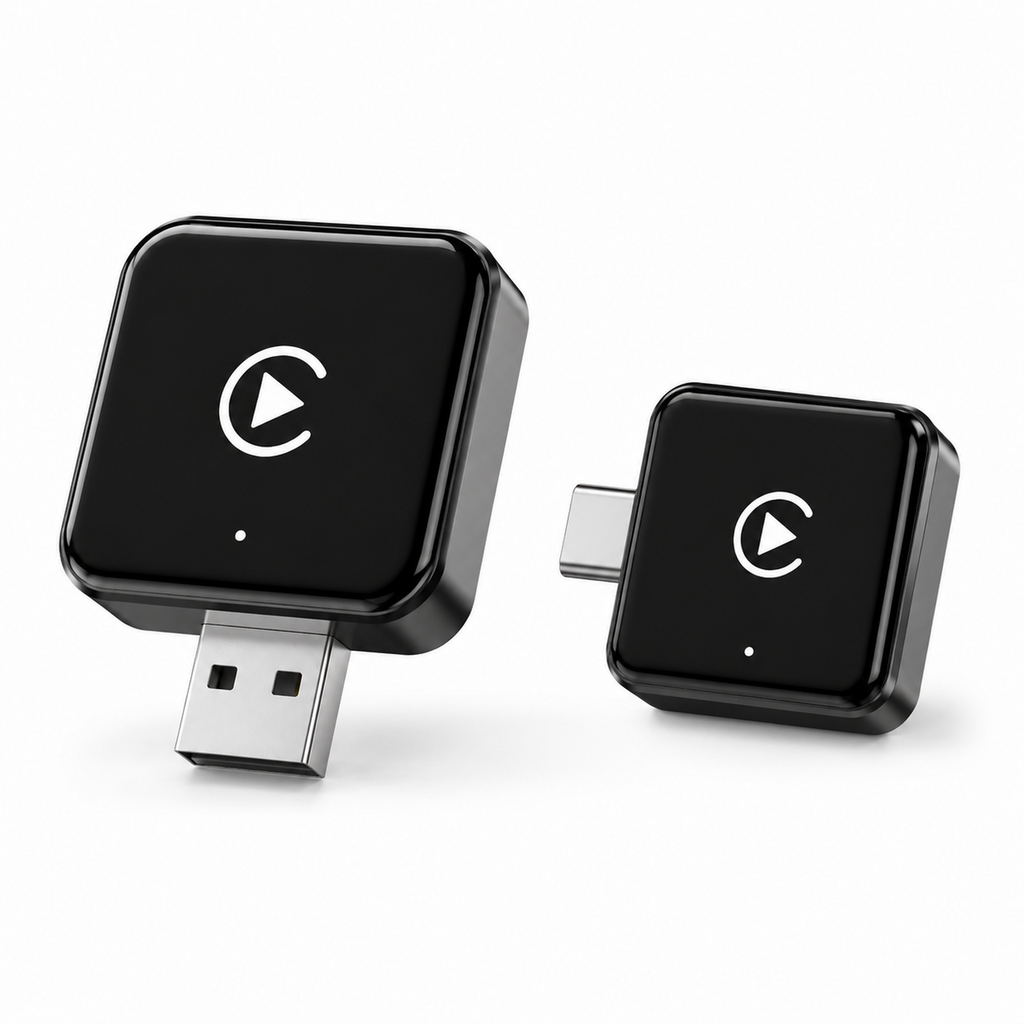 Mini wireless CarPlay adapter USB-A and USB-C connection options
