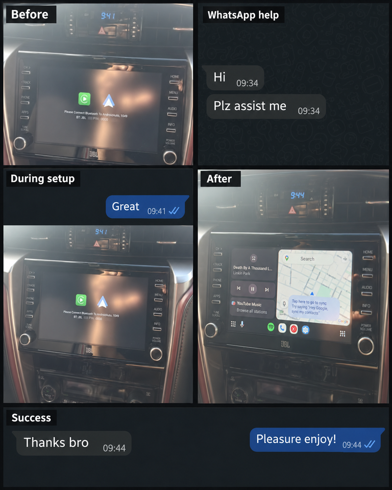 Customer support story showing the successful result of HYPER IT WhatsApp assistance.